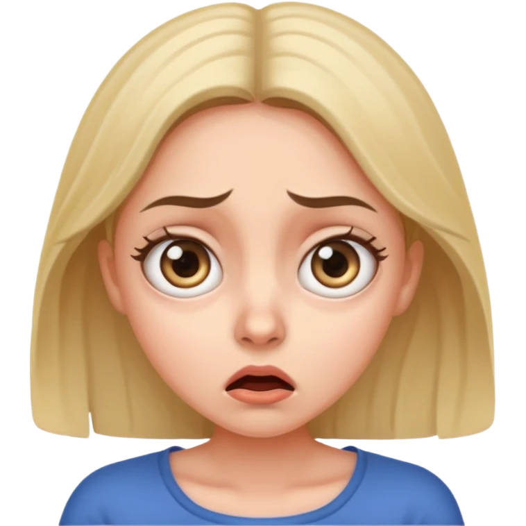 A realistic waist-up portrait of a frightened woman emoji