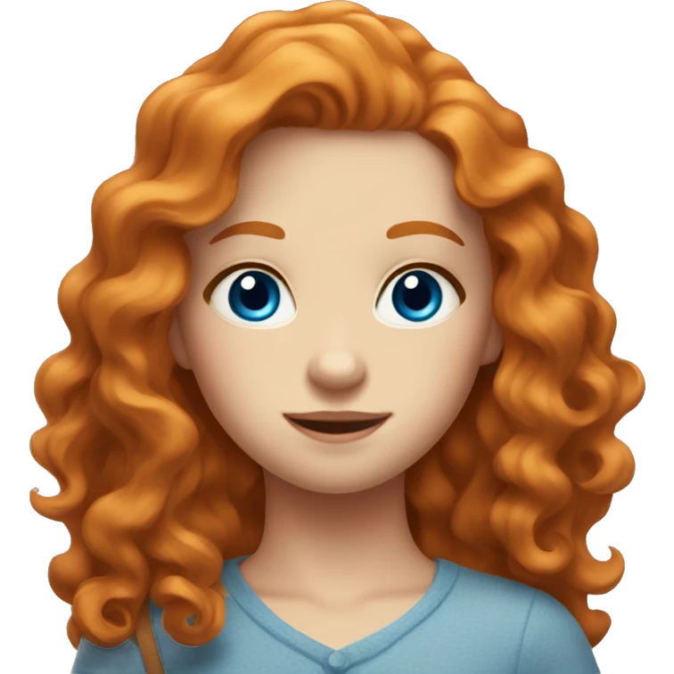 A beautiful ginger girl with wavy hair and blue eyes emoji