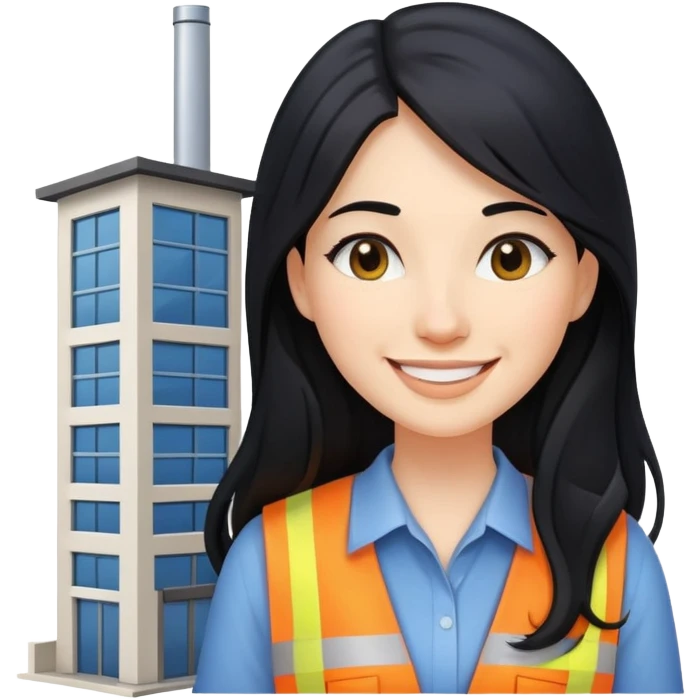 women architect with long black hair smiling emoji