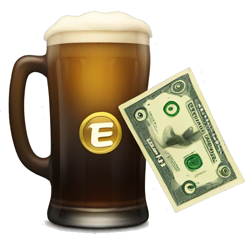 Money and stout beer emoji