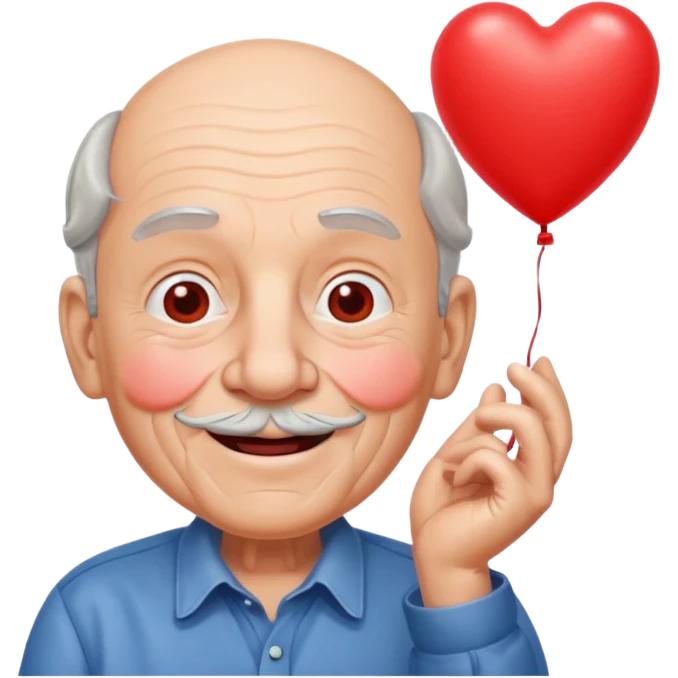 Grandpa floating with heart balloon emoji