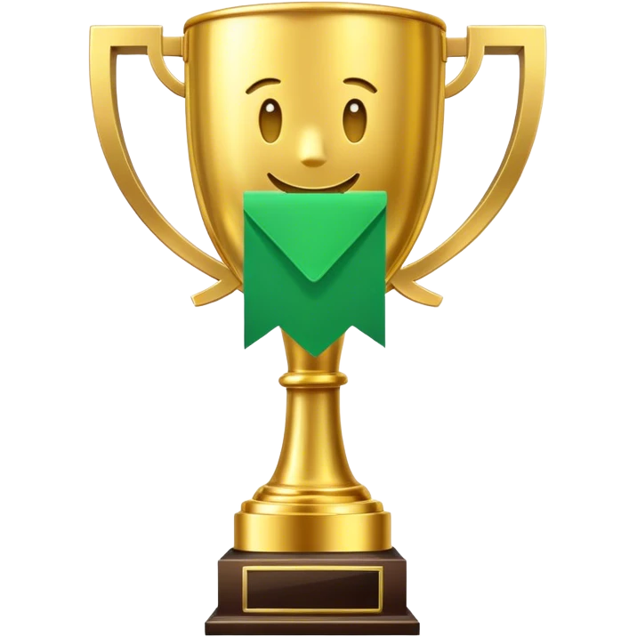 World record trophy that has a green text  message icon emoji  emoji