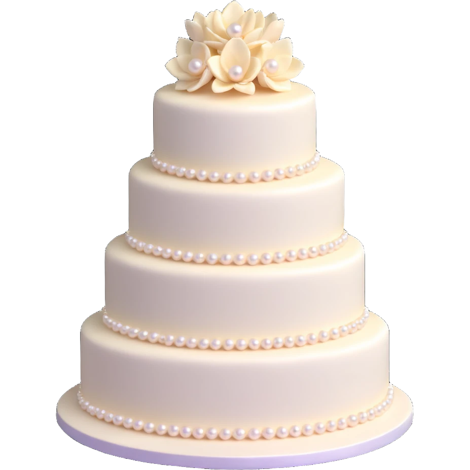 three-tier light pink wedding cake with pearl embellishments emoji