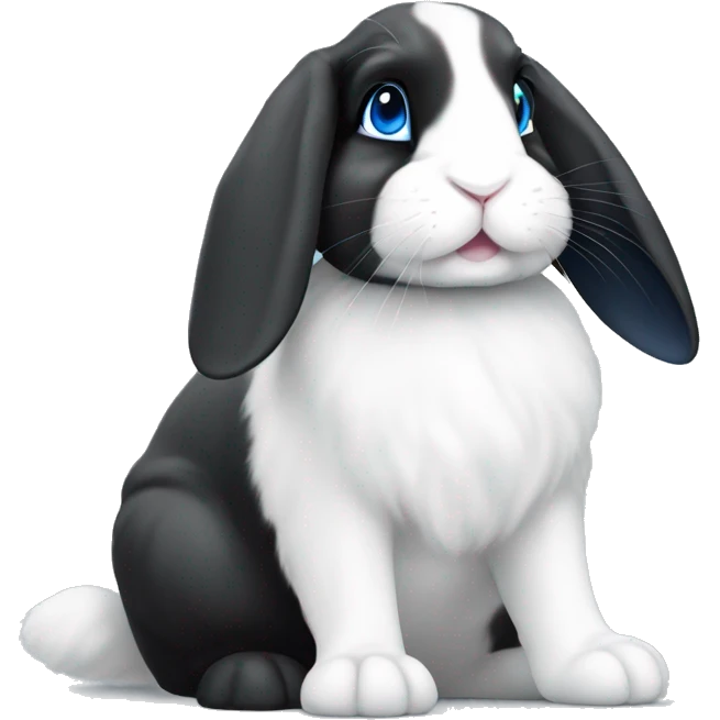 Black and white lop ear rabbit with blue eyes  emoji