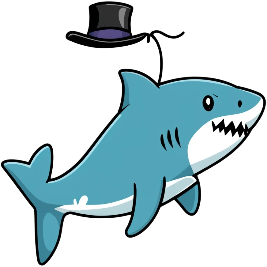 shark wearing a fancy black top hat emoji