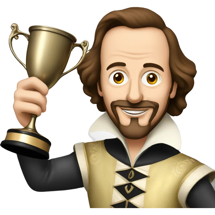 William Shakespeare holds the winner's cup in his hand emoji