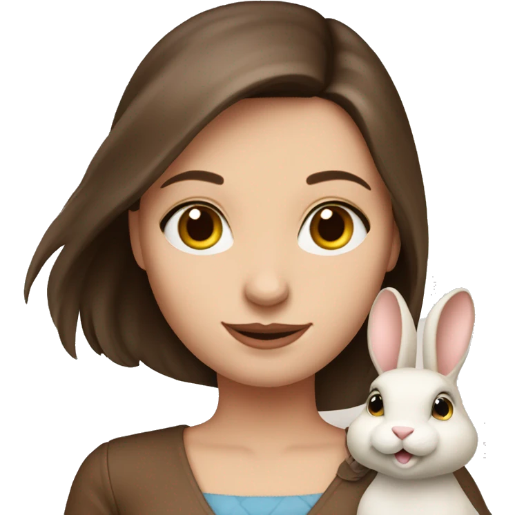 Pretty brunette pale woman holding Holland loop brown bunny  emoji