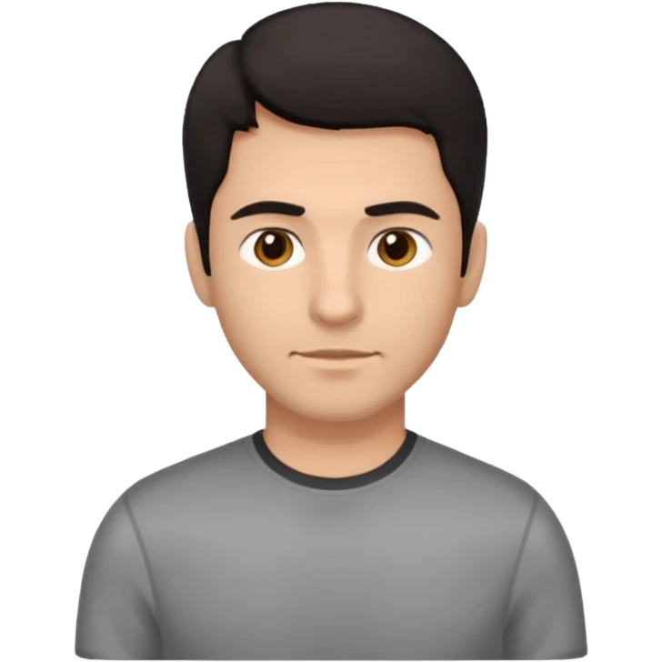 мужчина подтянутый переводчик с испанского темные волосы, пробор справа. без очков , в более свободной форме одежды.  emoji