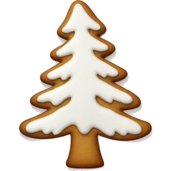 white frosted gingerbread cookie shaped like a pine tree emoji