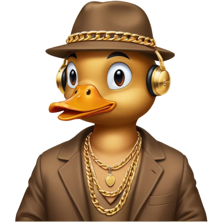 A gangster duck listening to rap music emoji