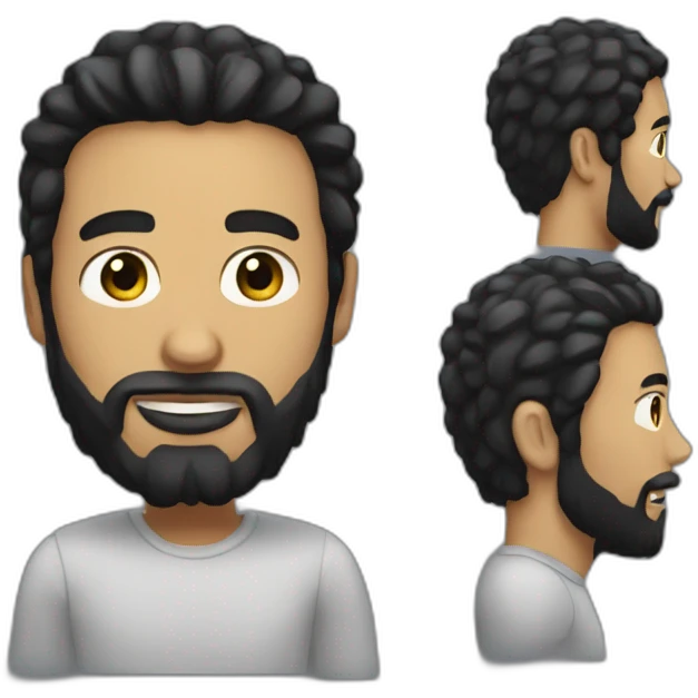 men with a beard and black semi long hair emoji