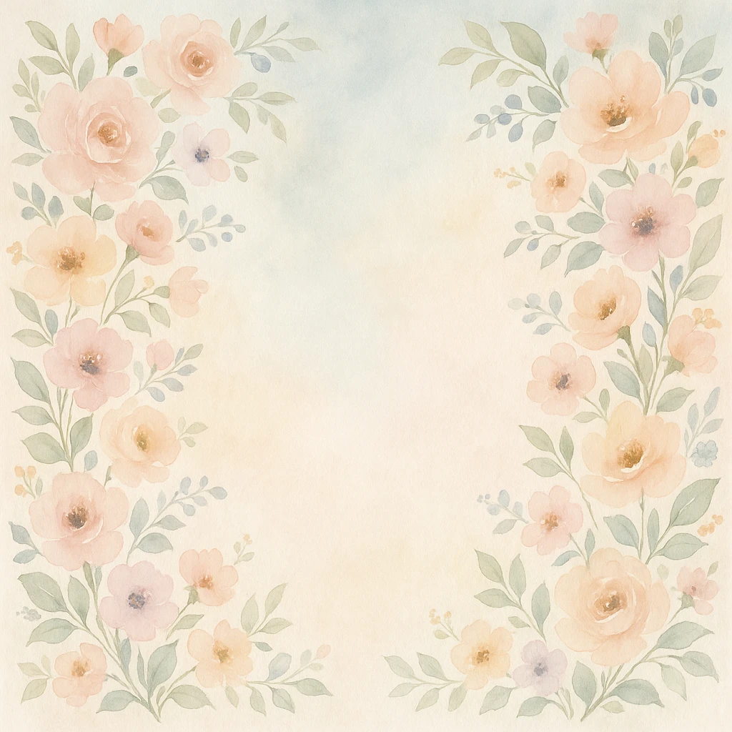 elegant floral backdrop decoration, pastel colors, watercolor style emoji