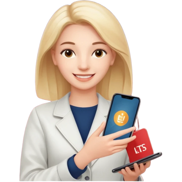 3D emoji style sticker, confident young woman, white background, smiling, holding a smartphone with IELTS result screen showing Overall 8.0, acceptance letter from a European university visible, calm confident energy, soft lighting, minimalistic, clean astrology emoji style emoji