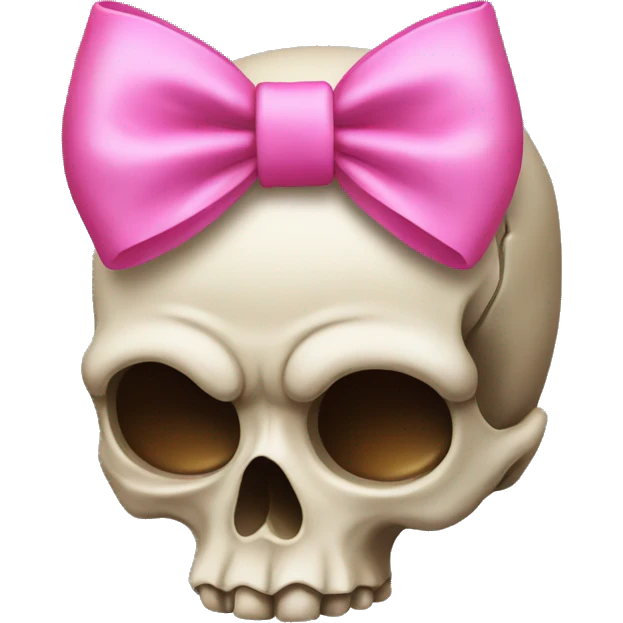 skull emoji with a pink bow on its head emoji