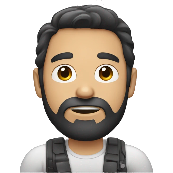 bearded dark-haired man films himself  emoji