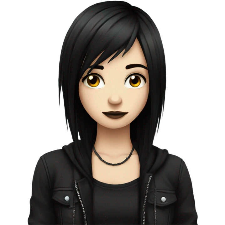 emo girl with black hair and emo  emoji
