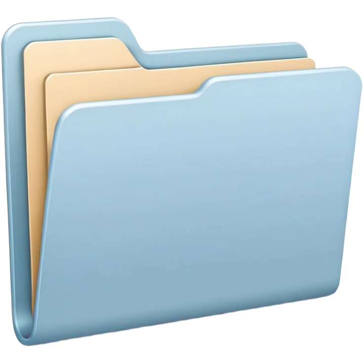 exact default Mac folder icon in light pastel blue color, tab design with shadow emoji