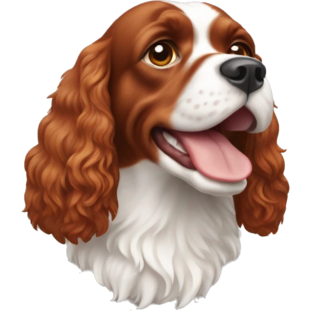 Red and white french britanny spaniel dog emoji
