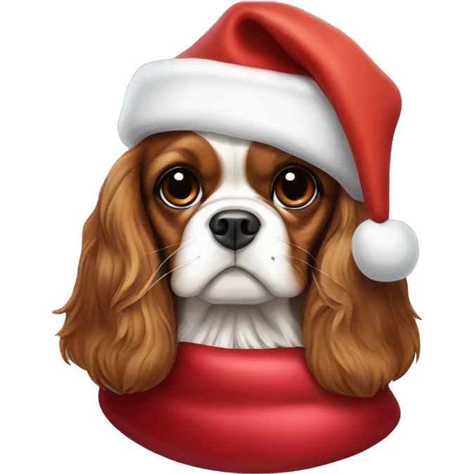 King Charles spaniel with a Santa hat  emoji