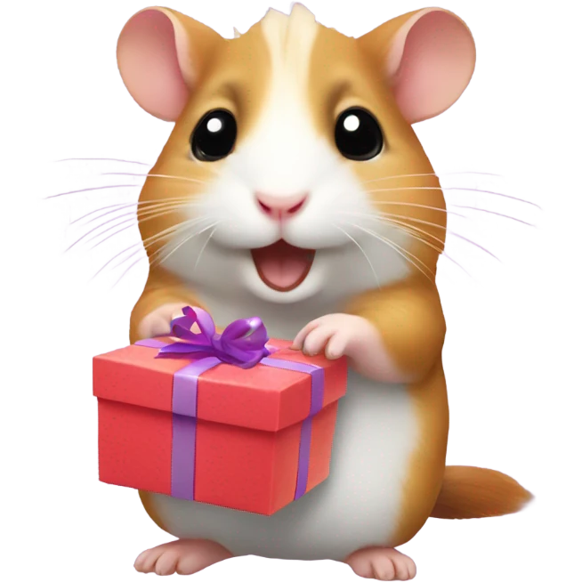 A hamster with a gift in its paws emoji