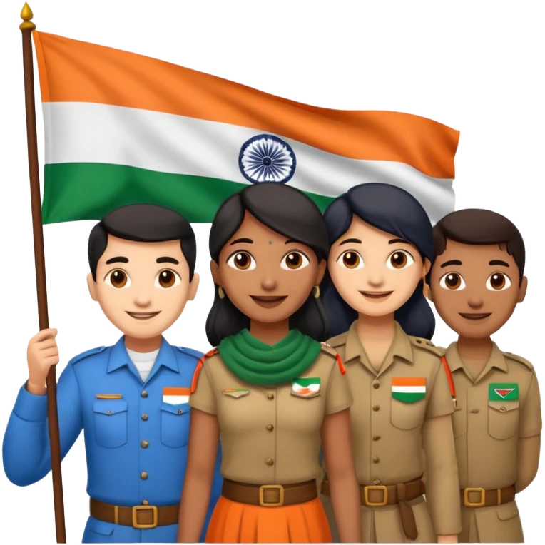 Indian Freedom fighters with the indian flag emoji