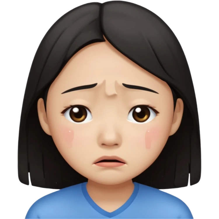 Crying asian girl with clean vibe emoji