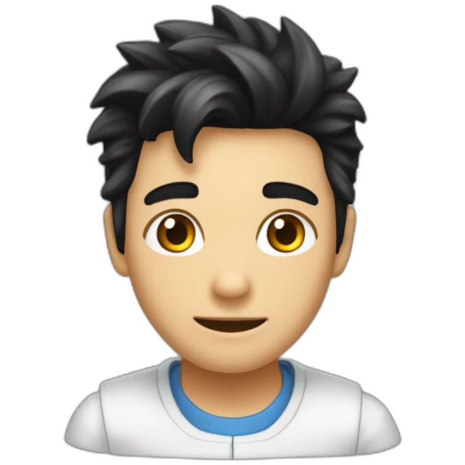 chemistry boy with black hair combed to the right and his instumants on his hand emoji