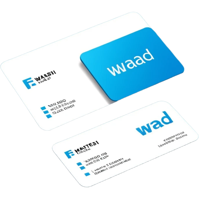 3D minimal corporate card featuring bold #FF3D00 accents. Display the exact text ‘WAD’ only (no other letters, no numbers, no chip, no logos). Clean, modern, high-end style.. emoji