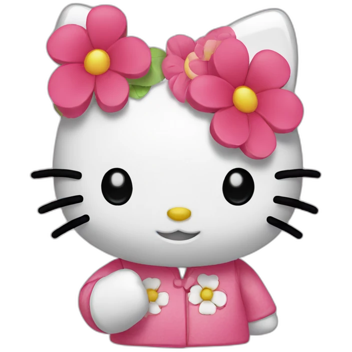 Hello kitty with flower emoji