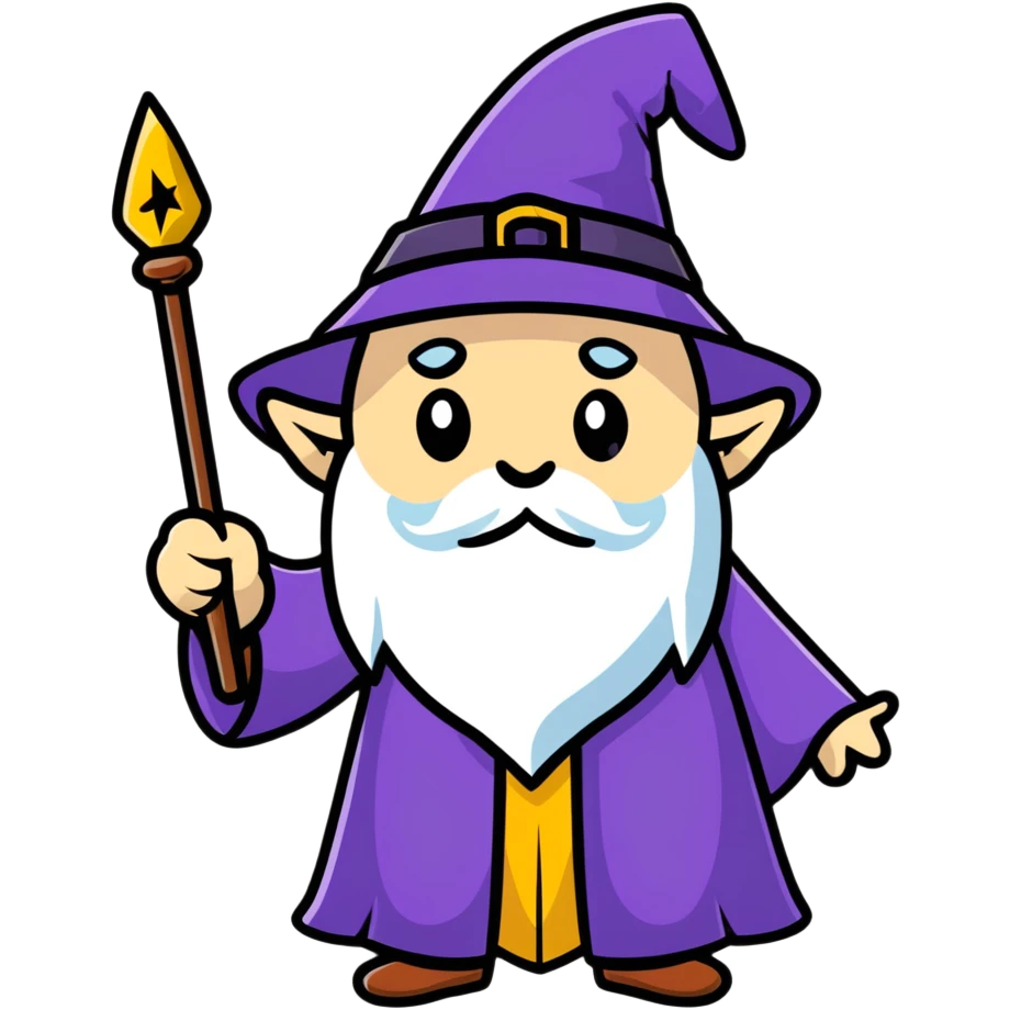 Wizard with pointy hat and magic wand emoji
