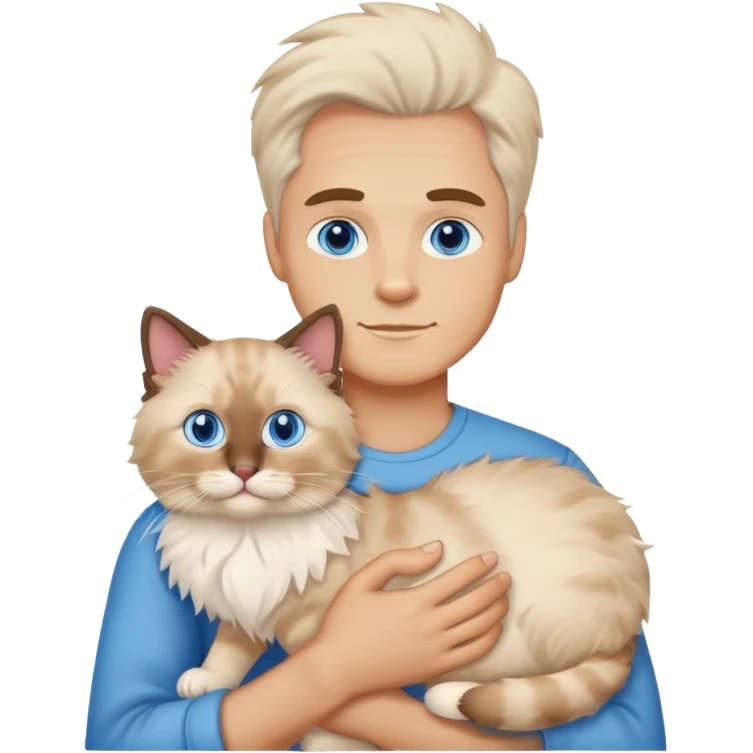 A man holding a ragdoll cat emoji
