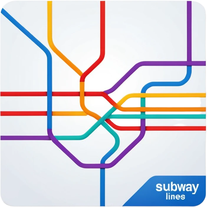 stylized subway lines map on card. emoji