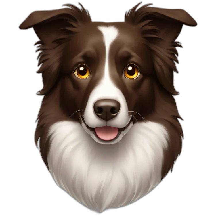 Dark brown border collie no white fur and lighter brown around eyes emoji