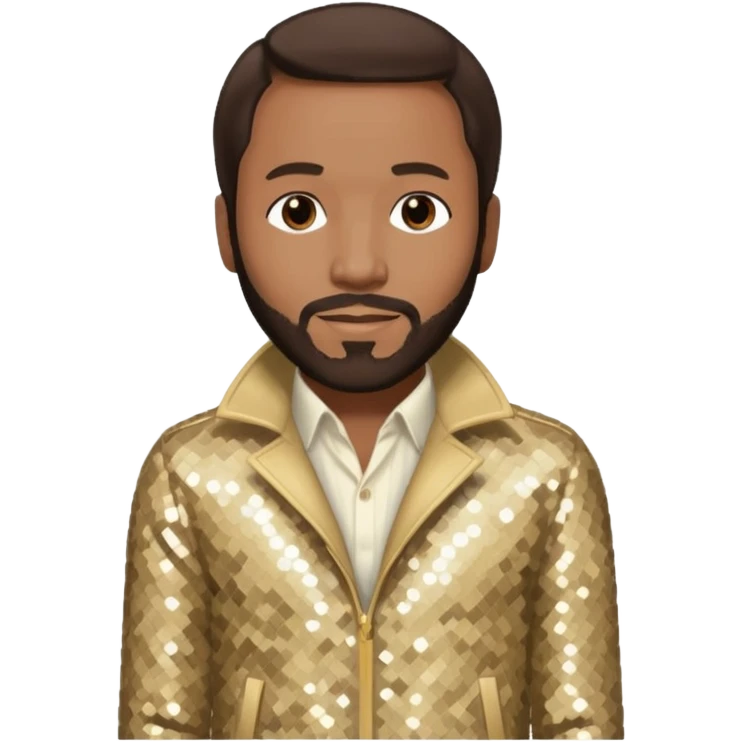 Marvin Gaye with dark brown hair, cream sequin outfit emoji