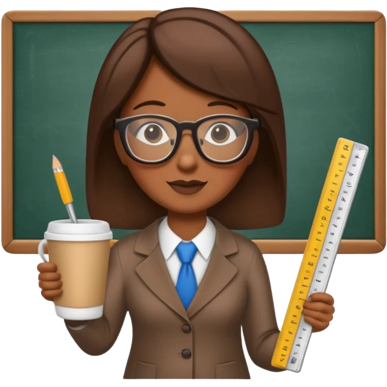 Tall coffee cup, holding a ruler, dressed as a teacher emoji