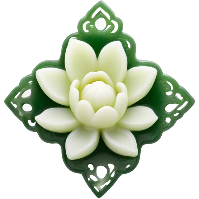 A white Rectangle Chinese style water-lily-patterned jade ornament emoji