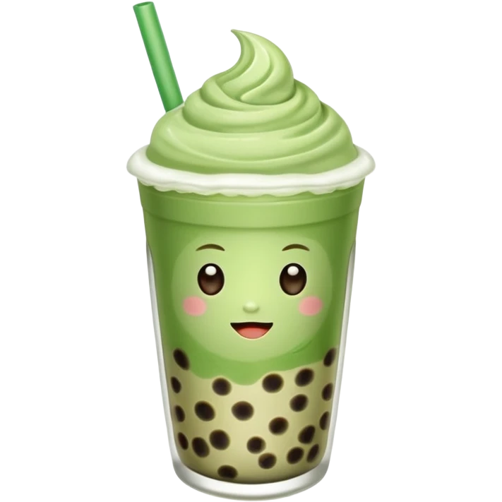 matcha latte with boba and ice without stick and add a lil coffee  emoji