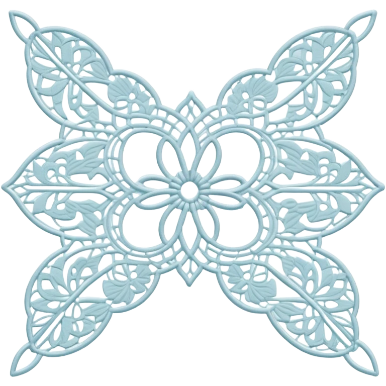 Lace making icon, partially finished lace with intricate patterns, shuttle and thread, delicate details, minimalistic style, clean lines, transparent background. emoji