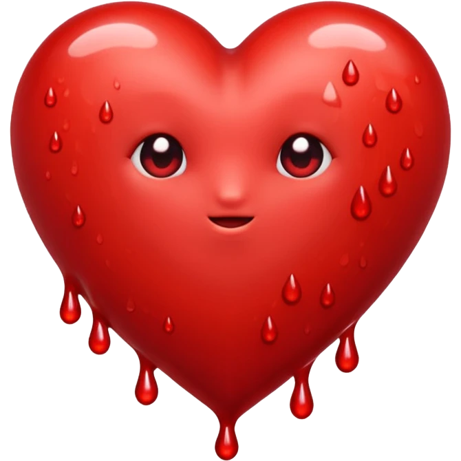 A few drops of blood and a bright red heart emoji