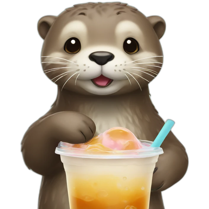 otter drinking bubble tea emoji