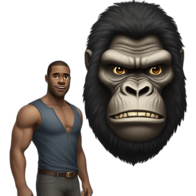 King Kong with a man emoji