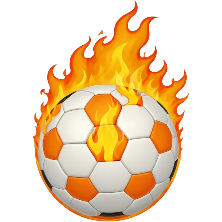 soccer ball surrounded by fire emoji