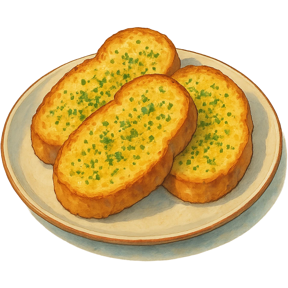 garlic bread on a plate emoji