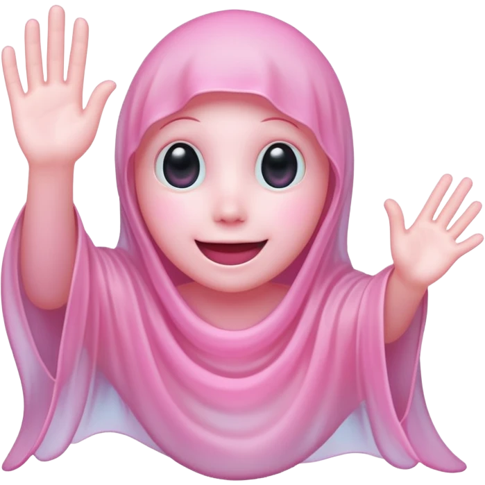 Pink ghost waving softly emoji