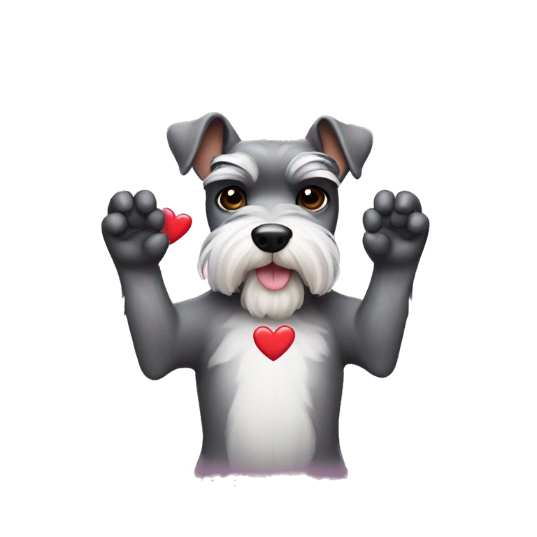 schnauzer making heart hands emoji