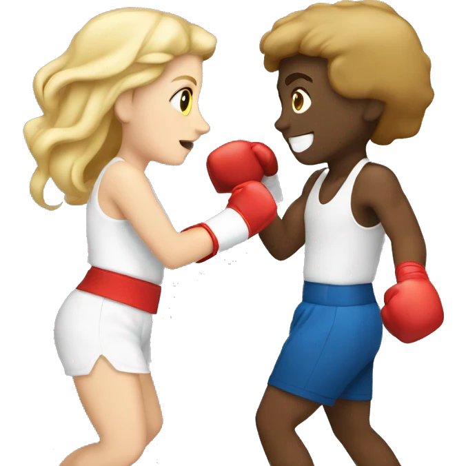 A white girl and a white boy boxing  emoji