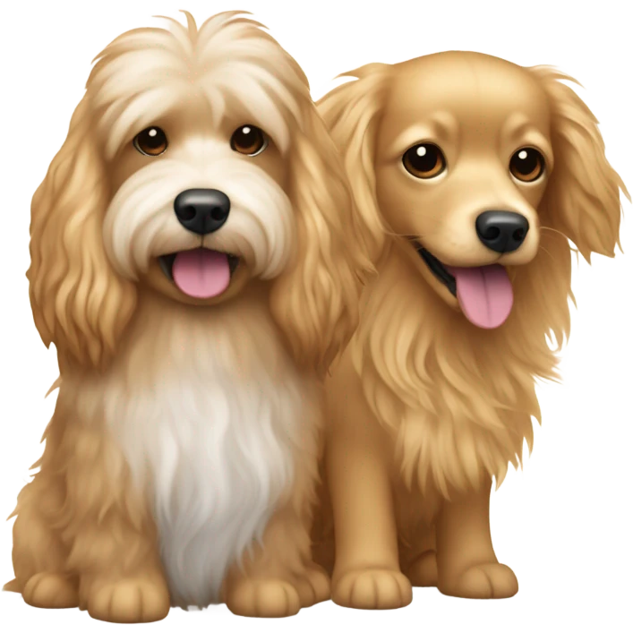 Two golden doodles and long haired chihuahua emoji