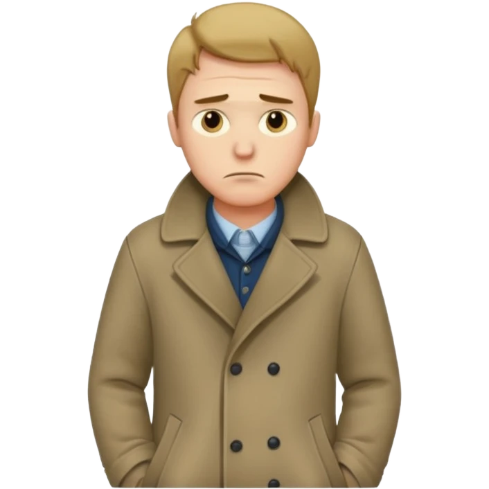 A sad man turns his pockets inside out and looks sadly at the camera emoji