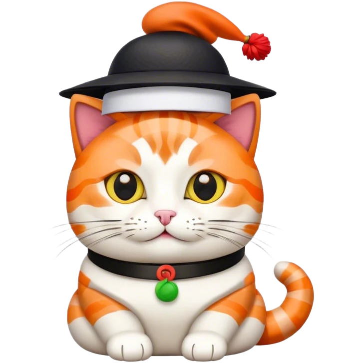 cat wearing a hat made out of sushi emoji