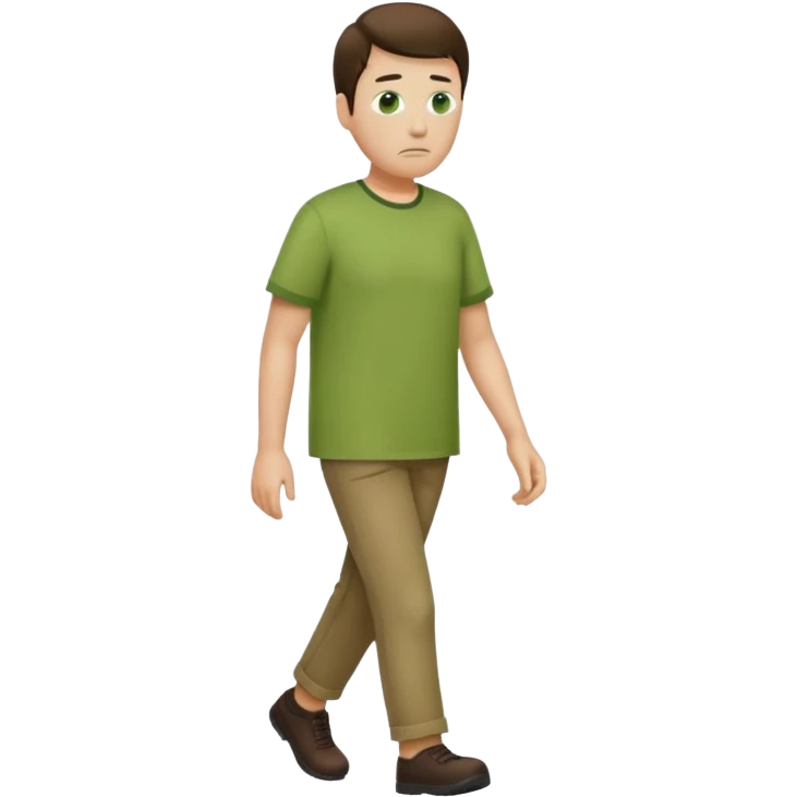 walking man no face, green shirt, similar to previous eyes emoji style emoji